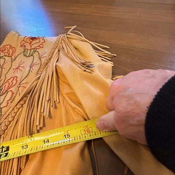 Embroidered Fringe Leather Jacket with beautiful bead work - Picture 9 of 13